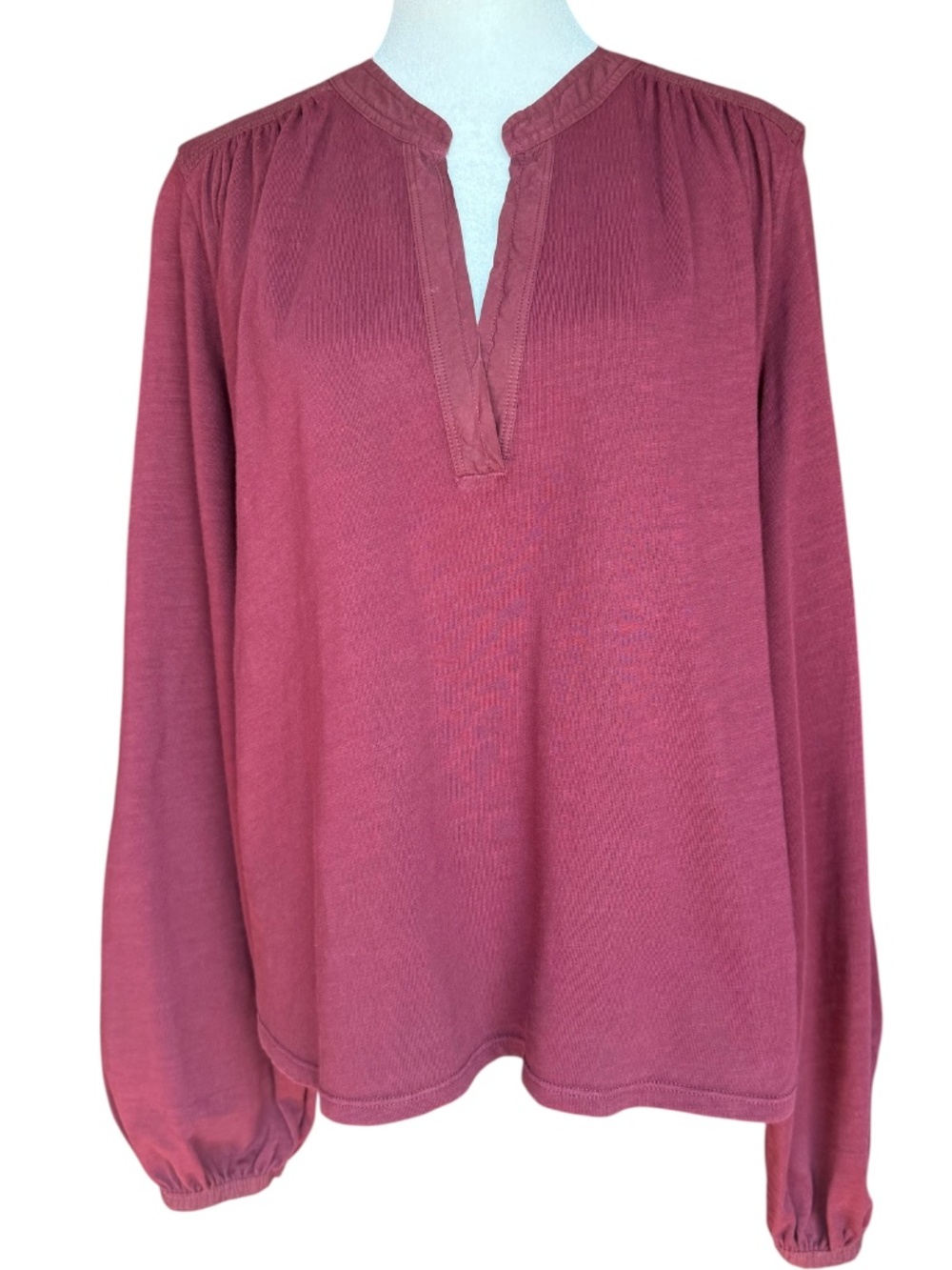 NATION LTD Maya V-Neck Top in Bordeaux Sz M